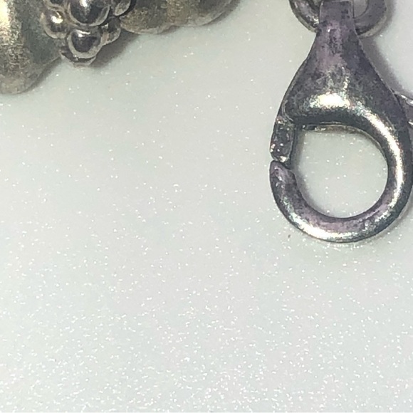 VTG Sterling Hibiscus Flower Link Floral Hawaiian Fetish Bracelet 8” / HEAVY 39g - Picture 7 of 10